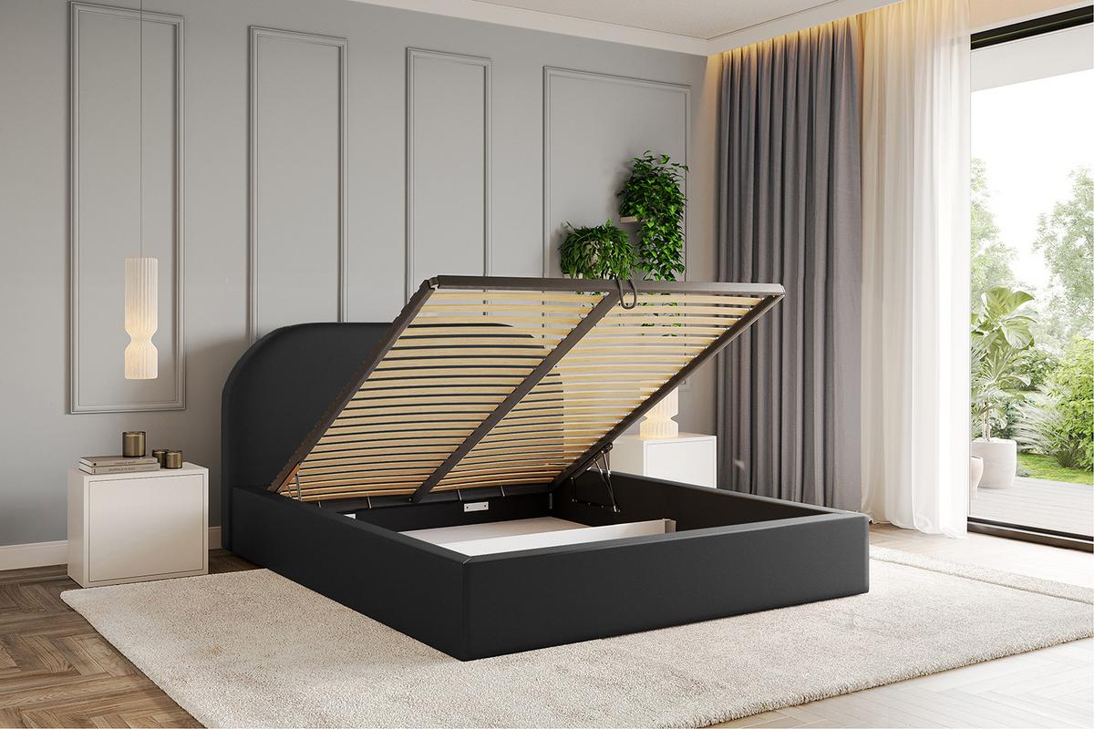 POLSTERBETT mit Bettkasten und Lattenrost, Boxbett ohne Matratze - TIVON 180x200 Schwarz Kunstleder - Schwarz Hochglanz, Holzwerkstoff/Textil (180/200cm) - ALTDECOR