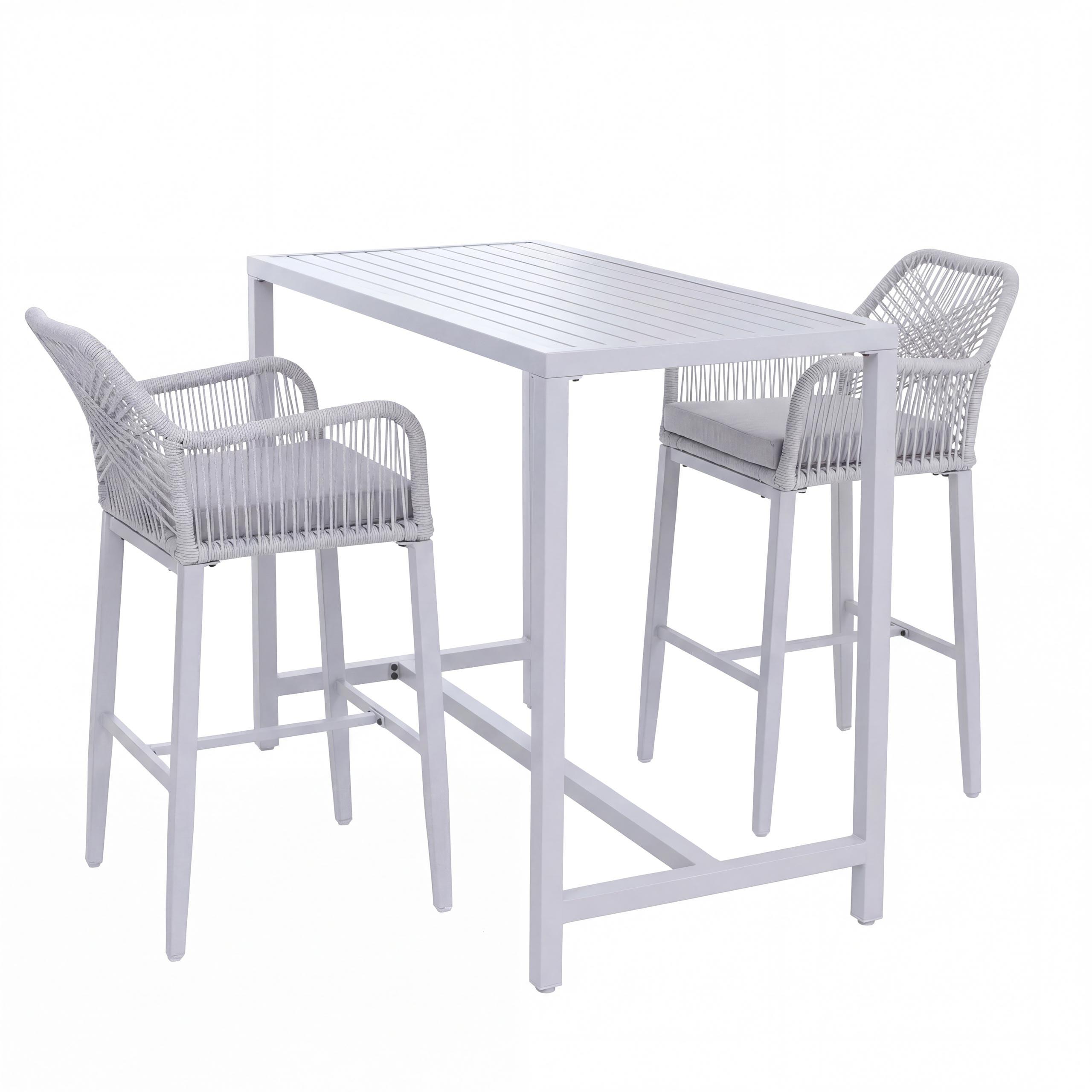 SET BARTISCH + BARHOCKER eckig Grau 3er Set-Set - Grau, Metall (65/130/105cm) - MCW