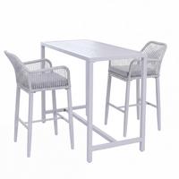 SET BARTISCH + BARHOCKER eckig Grau 3er Set-Set - Grau, Metall (65/130/105cm) - MCW