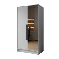 DREHTÜRENSCHRANK RENVO 102/200/51 cm Modern Kleiderschrank 2-türig mit Spiegel Weiß - Weiß, Holzwerkstoff (102/200/51cm) - MASSENO