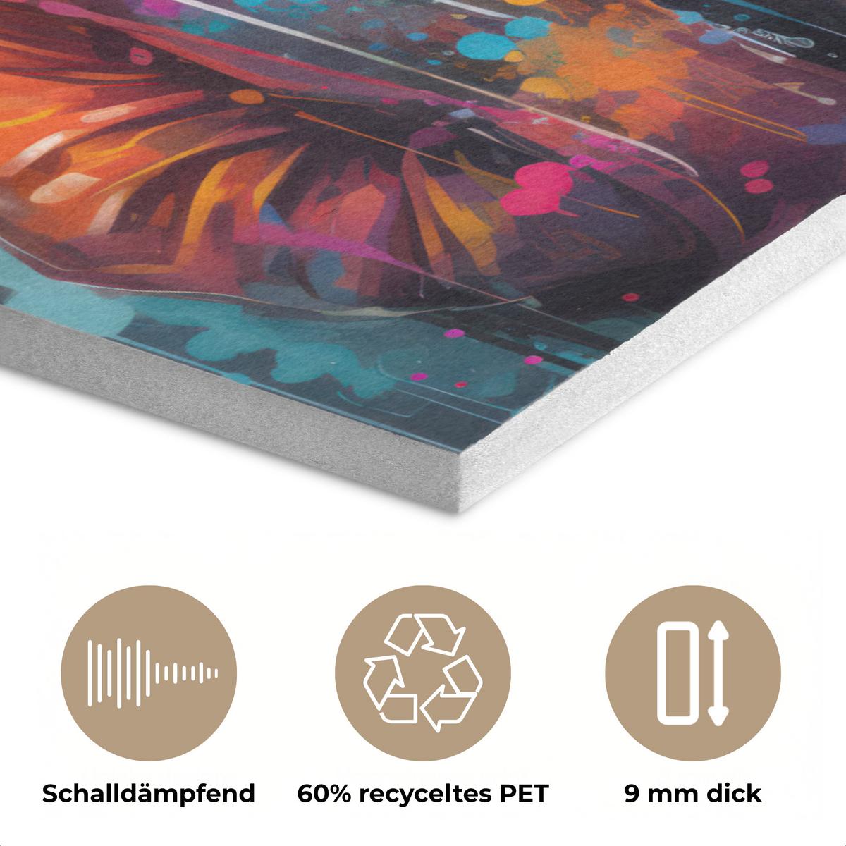 AKUSTIKBILD Panda - Jacke - Graffiti - Orange Kunstdruck Schlafzimmer 50x70 cm - Orange, Kunststoff (50/70/0.9cm) - MuchoWow