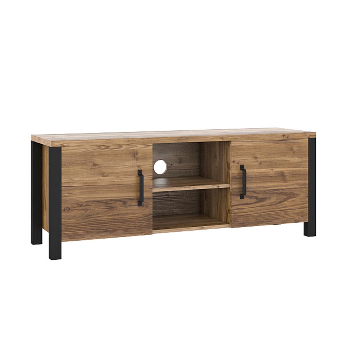 TV-MÖBEL Lyam Holz und Schwarz - Schwarz, Holzwerkstoff (147/57/43cm) - Petits-meubles