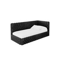 EINZELLBETT Jugendbett mit Bettkasten und Matratze H3/H4, Links - MULY 100x200 Schwarz - Schwarz, Holzwerkstoff/Textil (100/200cm) - ALTDECOR