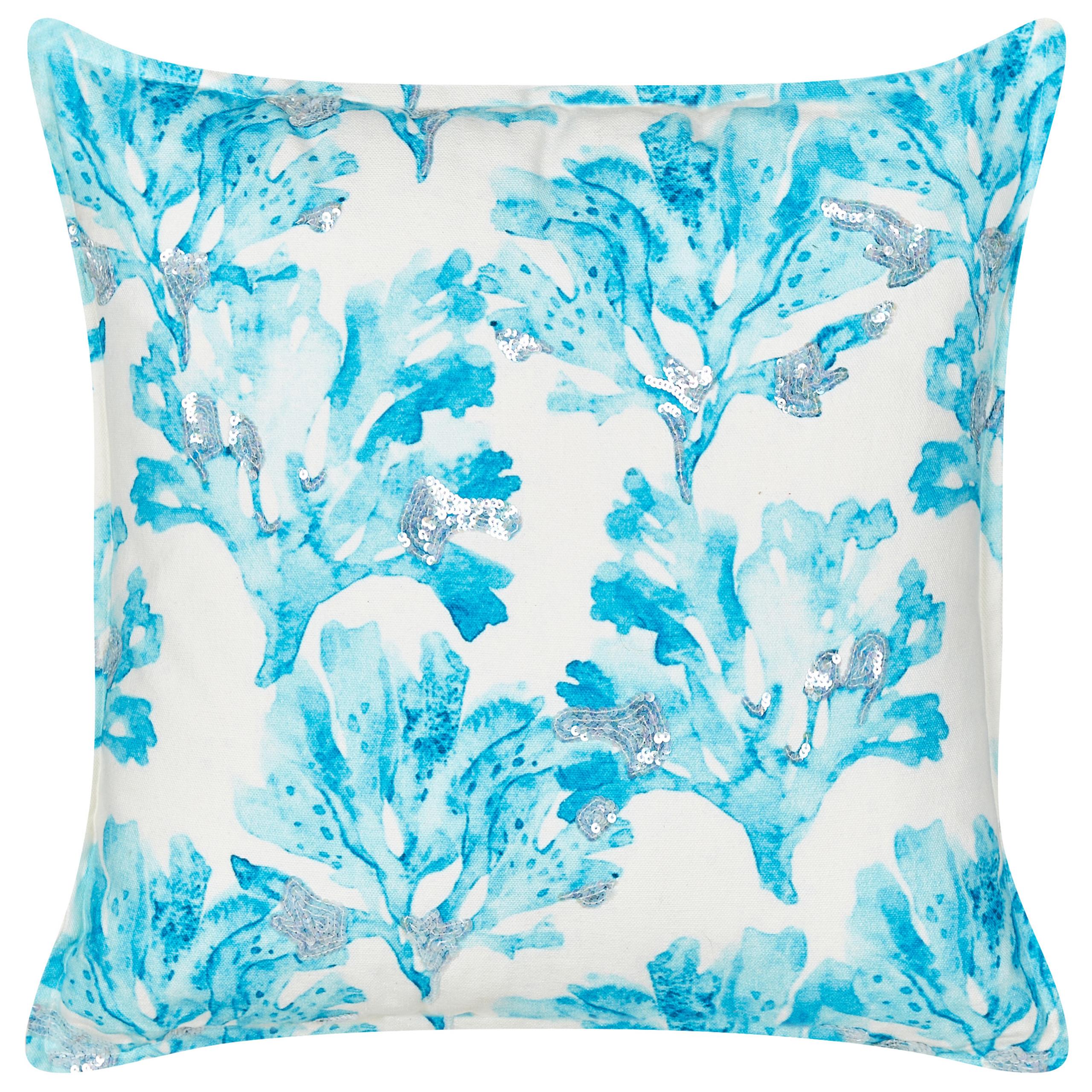 DEKOKISSEN Weiß 45/45 cm Rockweed - Blau/Weiß, Naturmaterialien (45/45cm) - Beliani