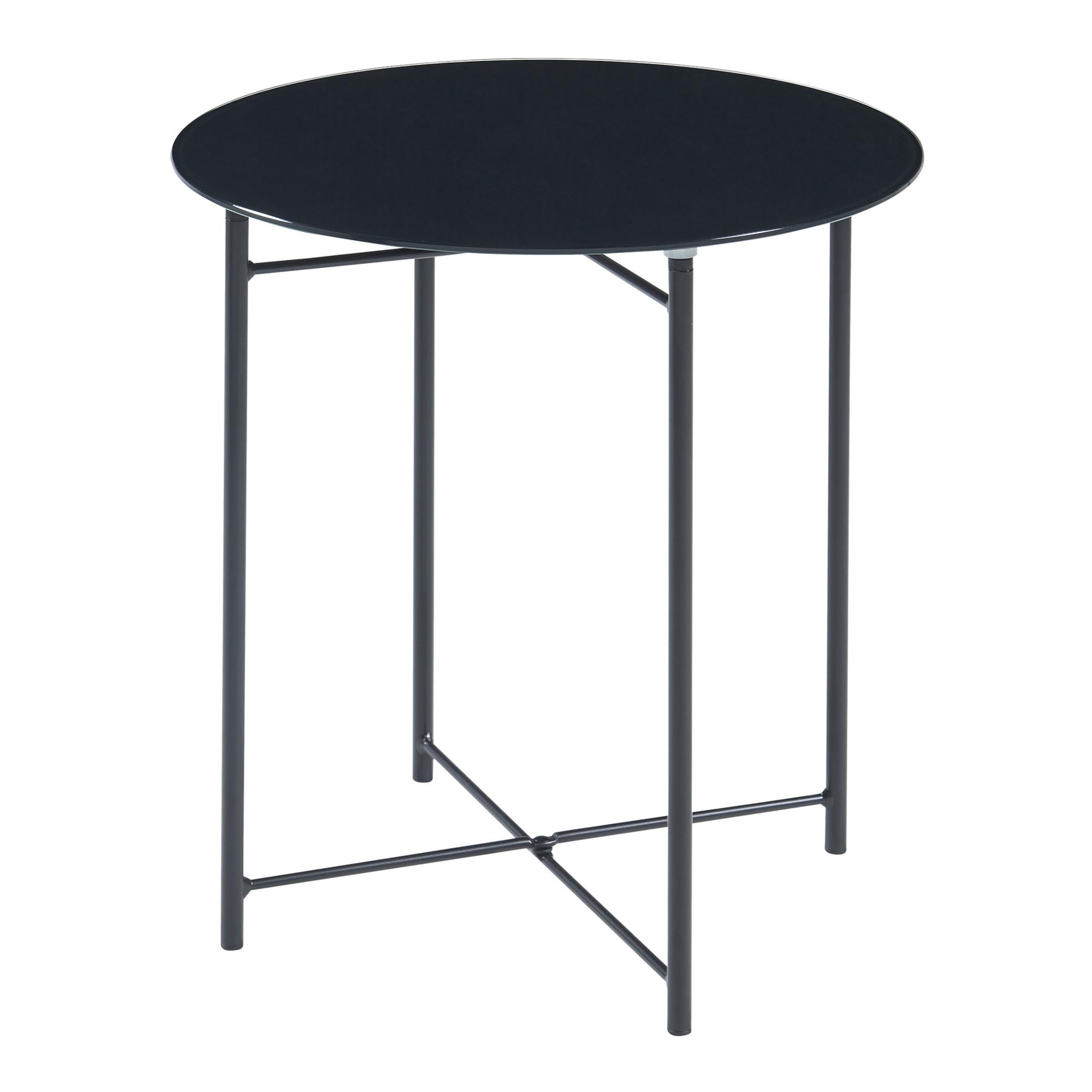 BEISTELLTISCH Ödeshög - Schwarz, Glas/Metall (42/42/45cm) - [en.casa]