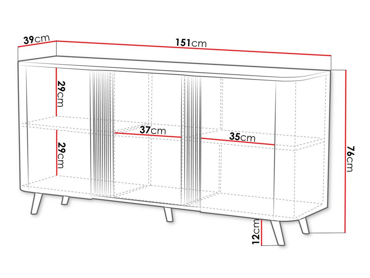 KOMMODE Volare 150 3D - Nussbaumfarben/Schwarz, Holzwerkstoff/Kunststoff (151/76/39cm) - MIRJAN24
