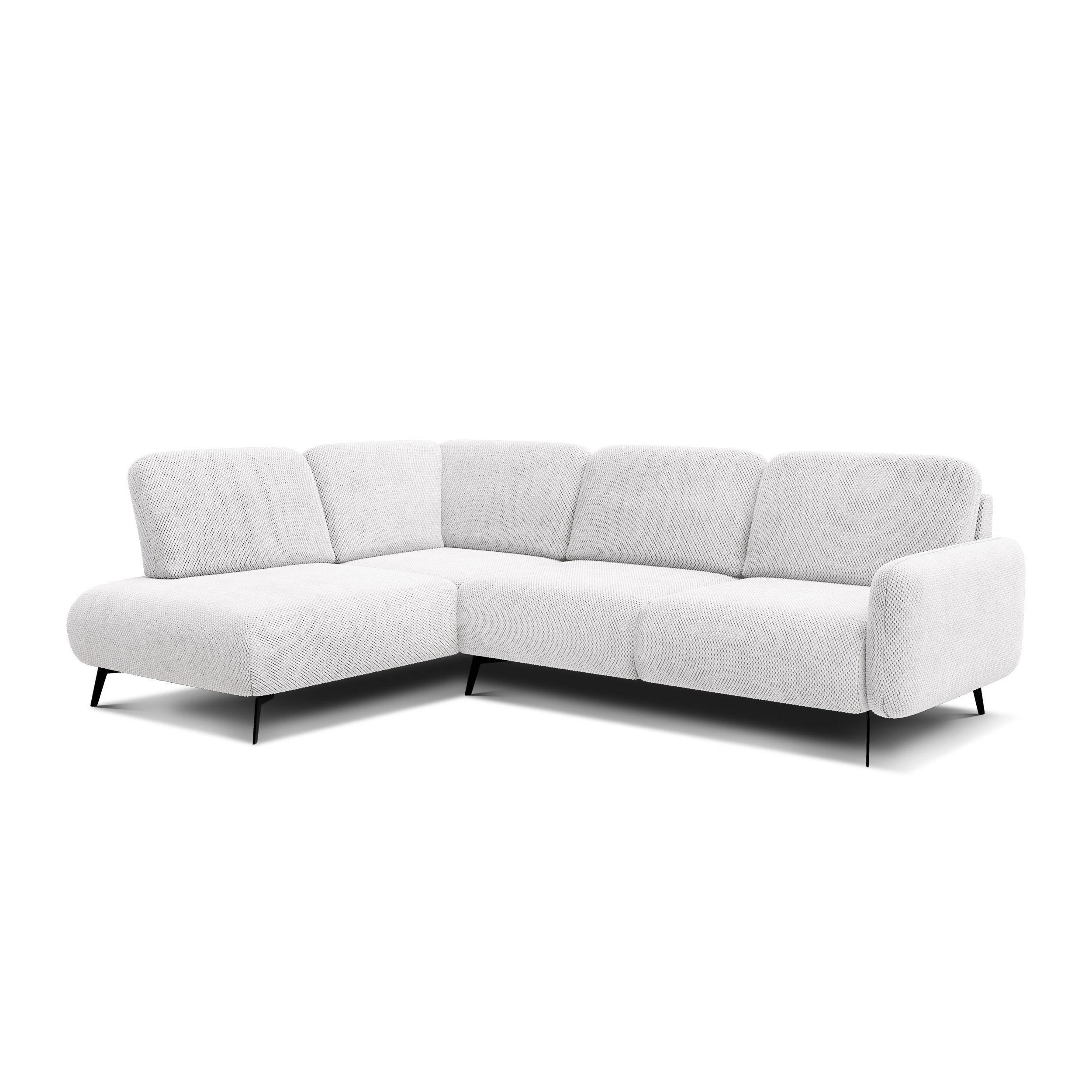 ECKSOFA FEBE 5-Sitzer links, creme - Creme/Schwarz, Holz/Textil (271/190cm) - Wozimo