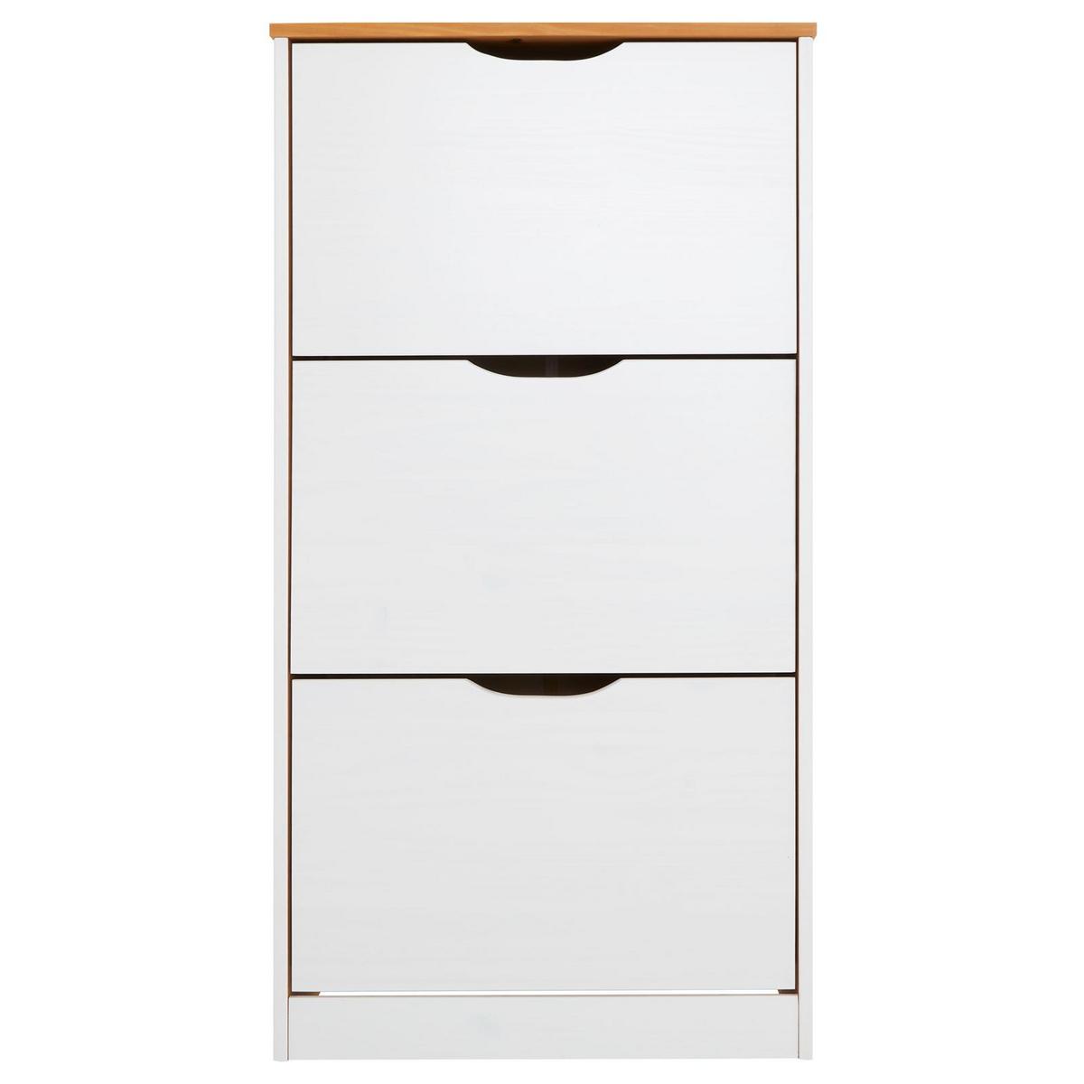 SCHUHSCHRANK BASIL weiß/braun - Weiß/Braun, Holz (59/116/25cm) - IDIMEX
