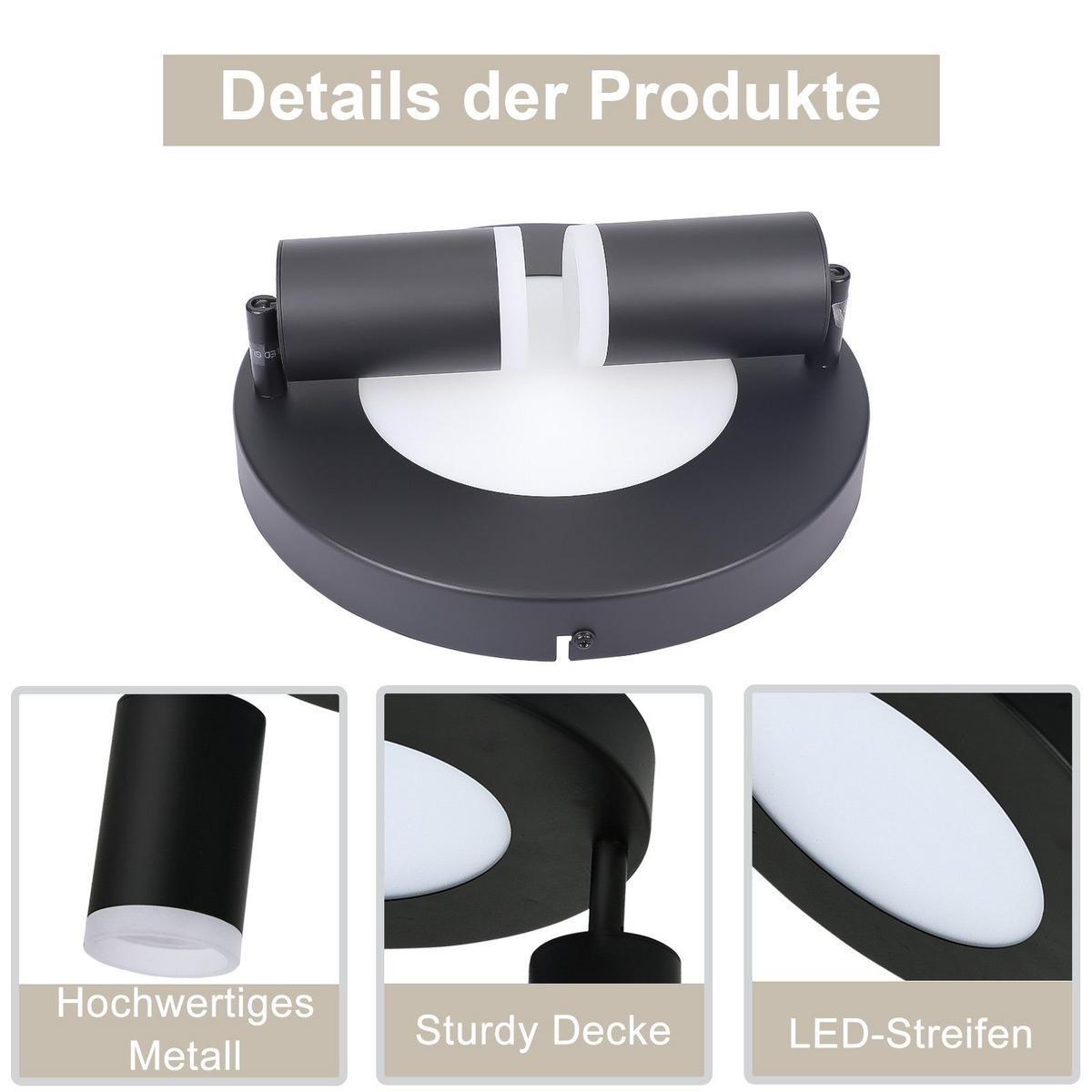 DECKENSTRAHLER Düben 2-flammig 25/25/16.9 cm - Schwarz, Metall (25/25/16.9cm) - Nettlife