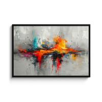 POSTER MIT RAHMENGERAHMTES BILD Moderne Kunst - Orange - Grau - Abstrakt 120x80 cm - Hellgrau, Papier (120/80cm) - MuchoWow