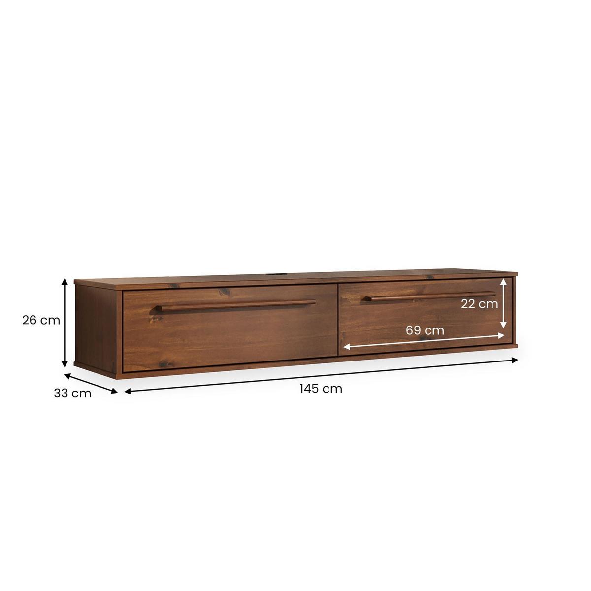 LOWBOARD TECCA - Kastanienfarben, Holz (145/26/33cm) - IDIMEX