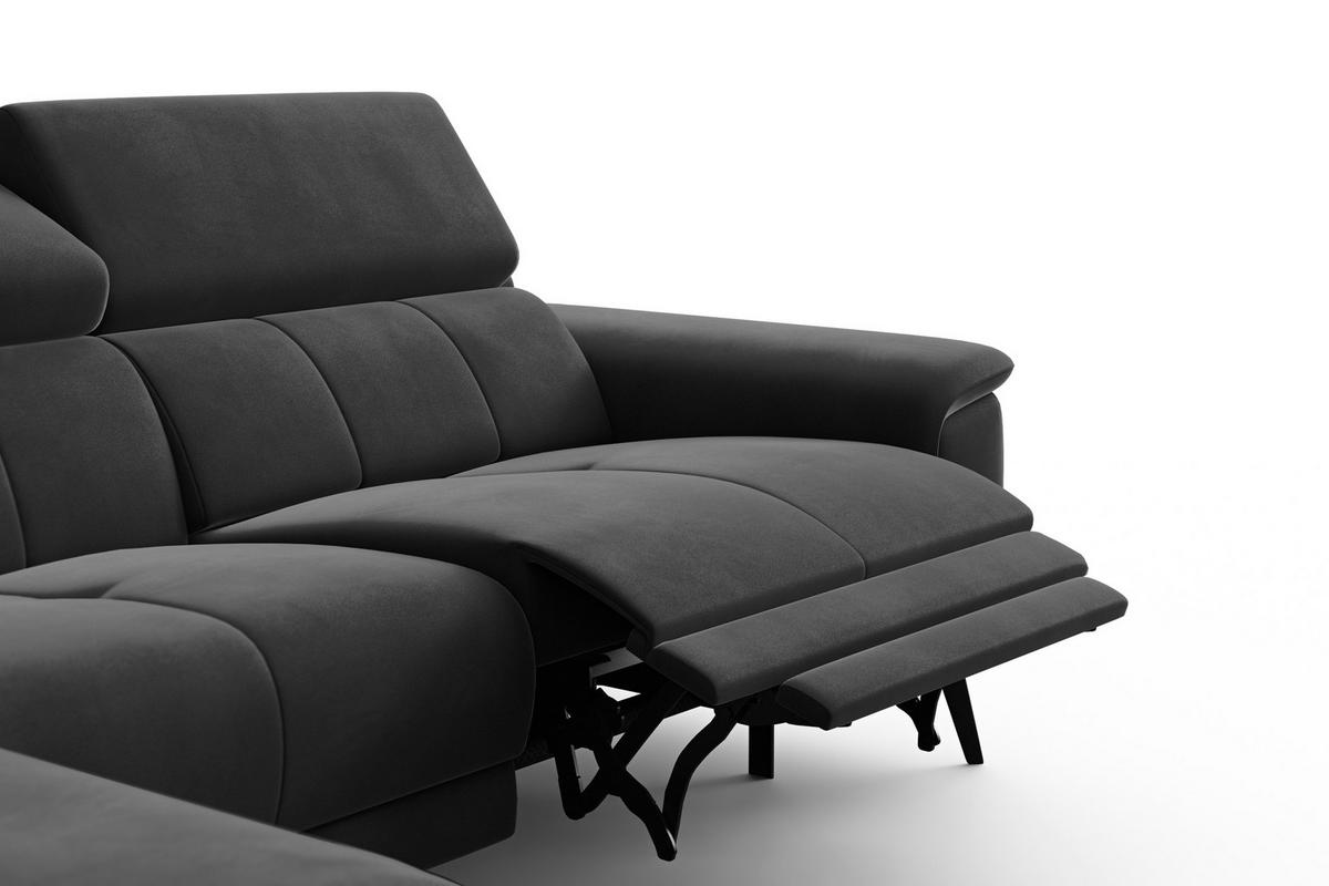 ECKSOFA FIERO 4-Sitzer LINKS, Schwarzer Veloursstoff - Schwarz, Holz/Textil (288/170cm) - Courtois Laville