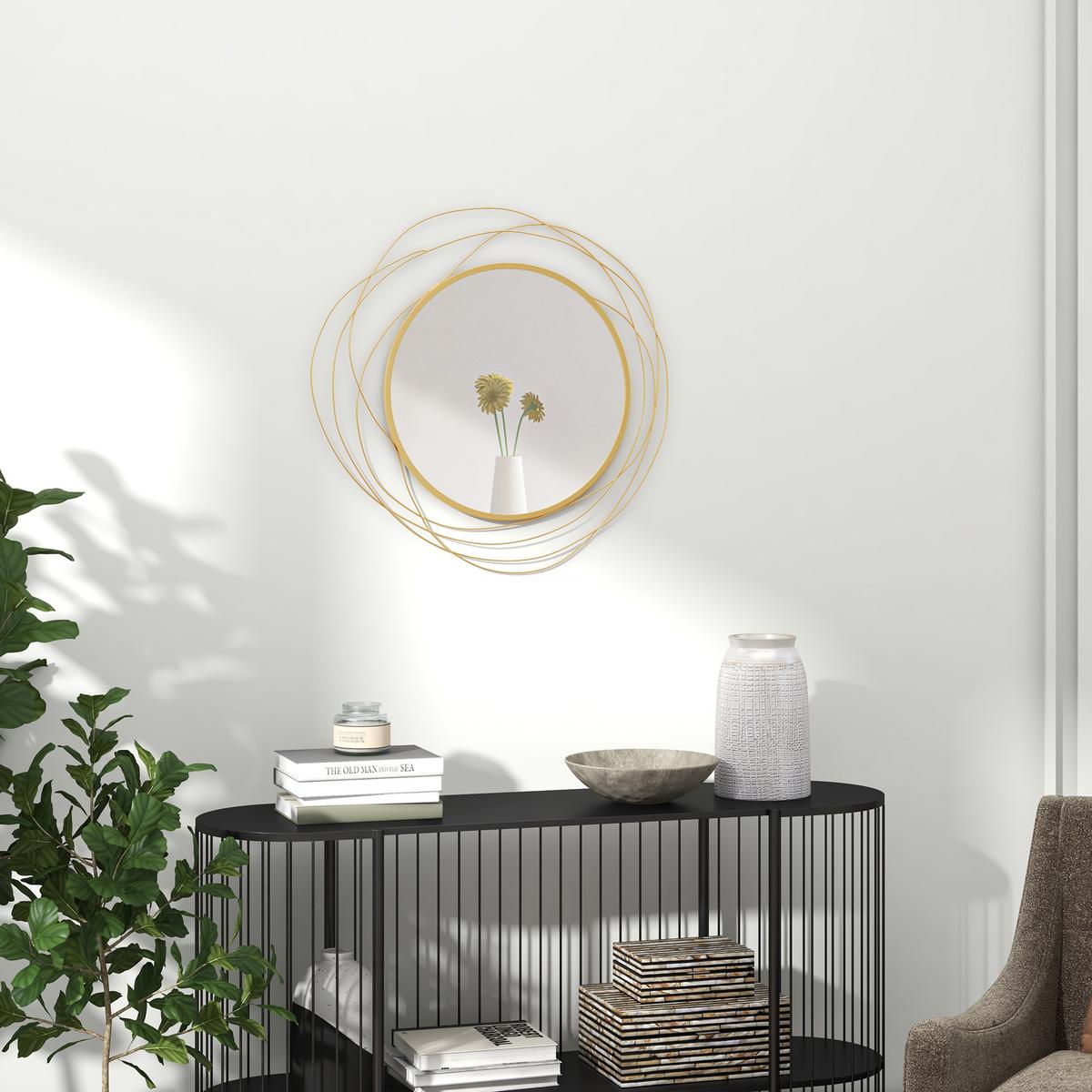 WANDSPIEGEL, Metall, Glas, Gold - Goldfarben, Metall (1/65/65cm) - HOMCOM