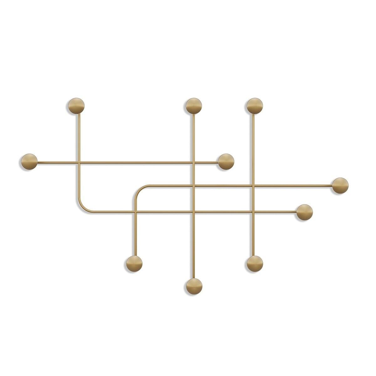 WANDGARDEROBE mit 9 Haken aus goldfarbenem Metall 107/10/64 cm - Goldfarben, Metall (10/64/10cm) - Calicosy