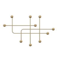 WANDGARDEROBE mit 9 Haken aus goldfarbenem Metall 107/10/64 cm - Goldfarben, Metall (10/64/10cm) - Calicosy