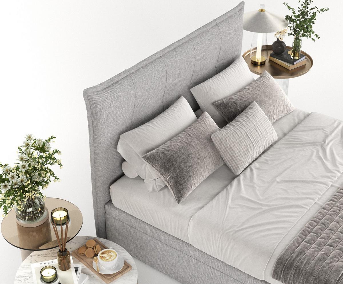 POLSTERBETT Liano mit Stauraum 120/200 cm Grau im Megan Stoff - Schwarz/Grau, Holz/Holzwerkstoff (120/200cm) - AltaBeds
