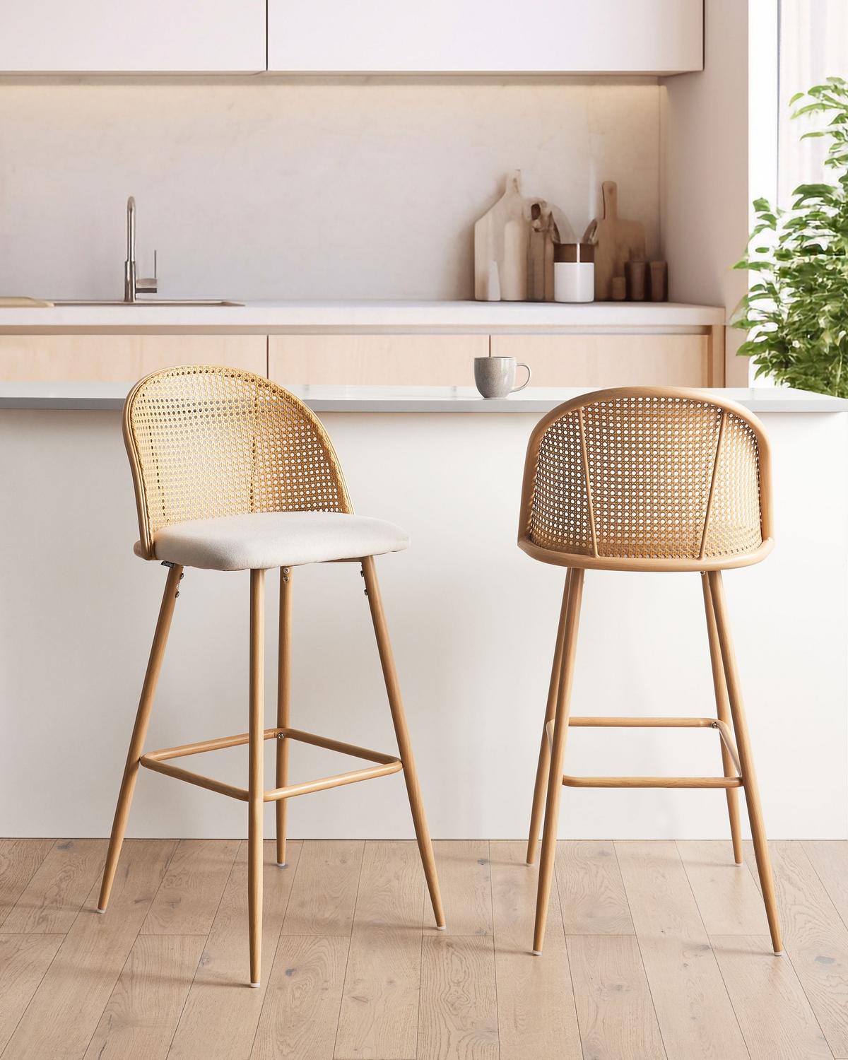 BARSTÜHLEN 2er-Set Hellbraun Cornell - Beige/Braun, Metall (46/104/51cm) - Beliani
