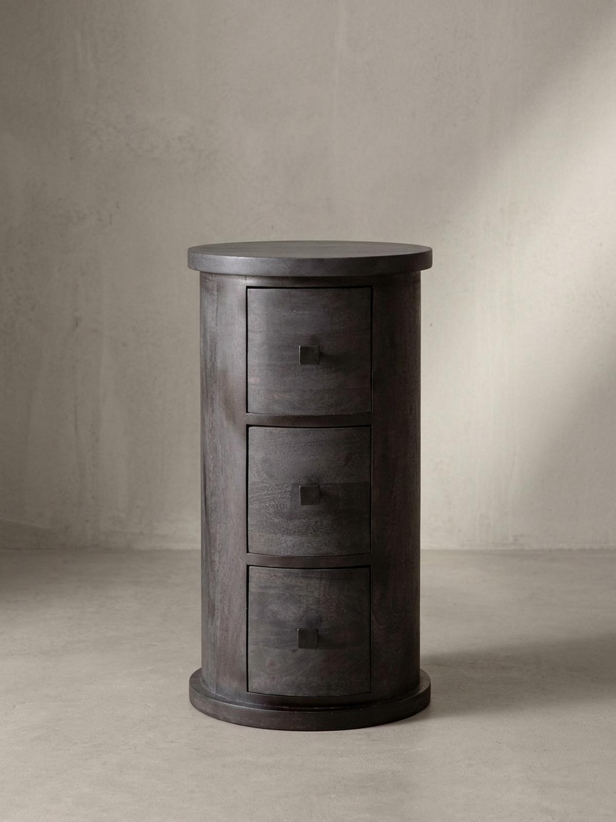 KOMMODE – Mango Massivholz, 34x65x34 cm, 3 Schubladen, schmal, schwarz - Schwarz, Holz (34/65/34cm) - KADIMA DESIGN