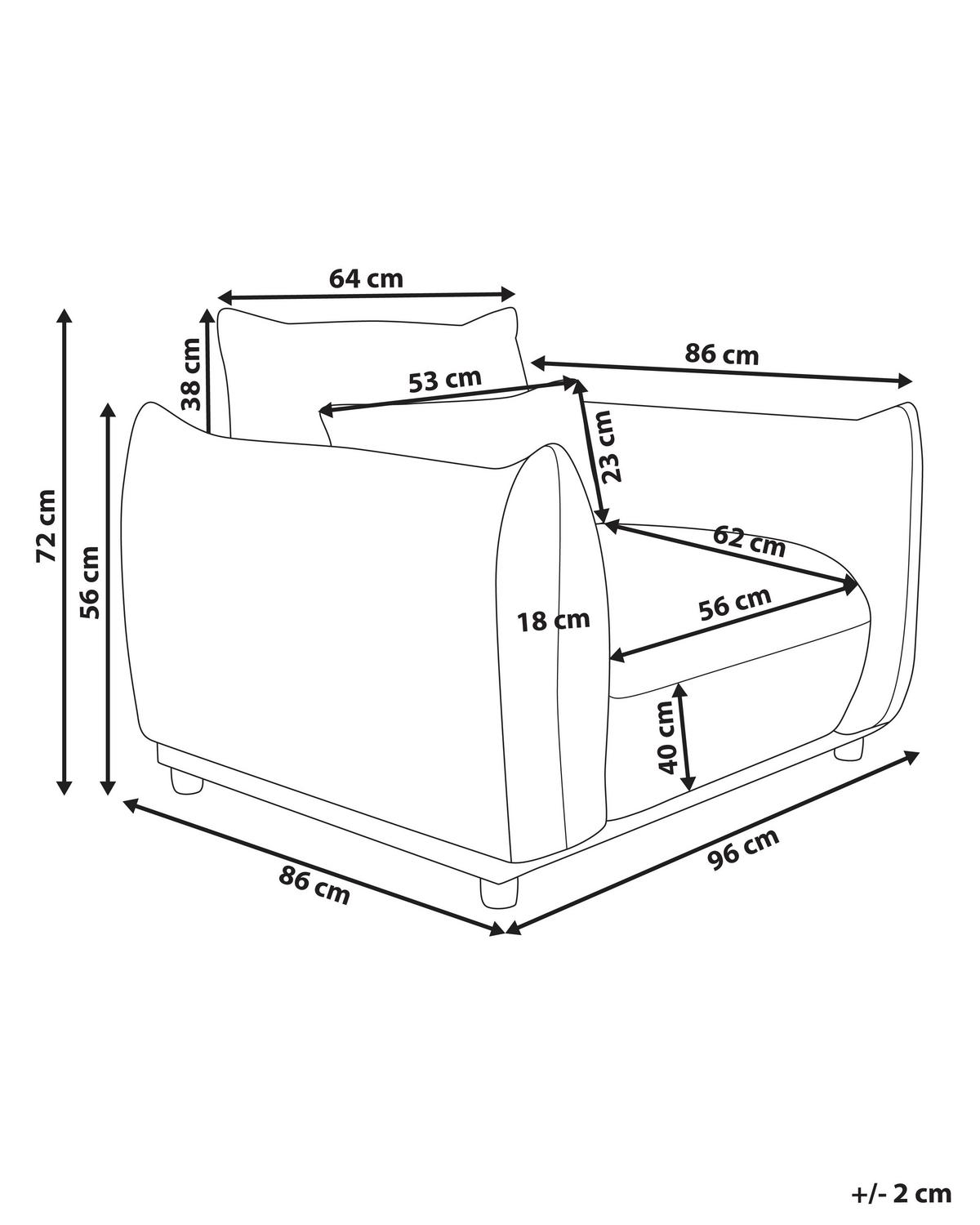 SESSEL Cremeweiß Jamsa - Schwarz/Weiß, Textil (96/72/86cm) - Beliani