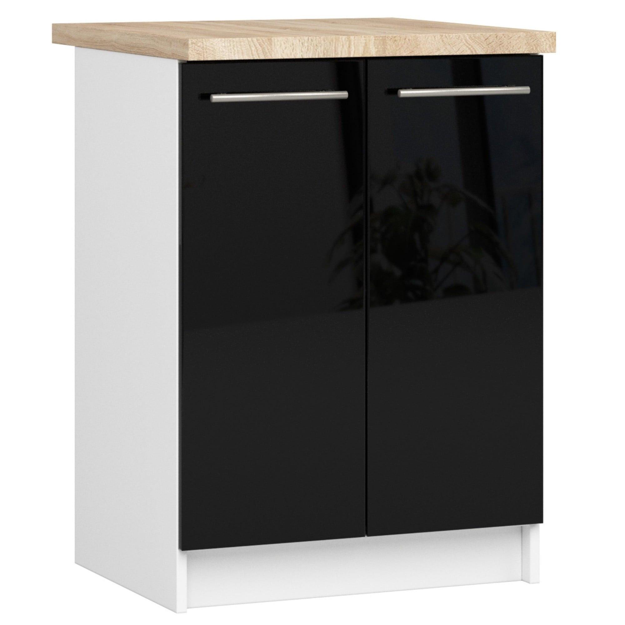 UNTERSCHRANK Weiß, Schwarz Glanz 85/60/46 - Schwarz/Weiß, Holzwerkstoff (60/85/46cm) - RAUMHIRSCH FURNITURE