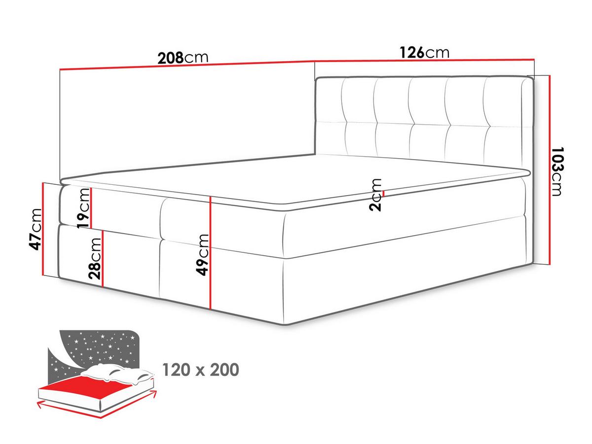 BOXBETT Rico - H3 - Schwarz Hochglanz, Holz/Textil (120/200cm) - MIRJAN24