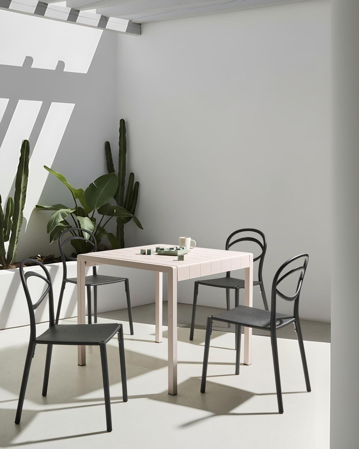 GARTENSTUHL 4er-Set Schwarz Covolo - Schwarz, Kunststoff (50/86/52cm) - Beliani
