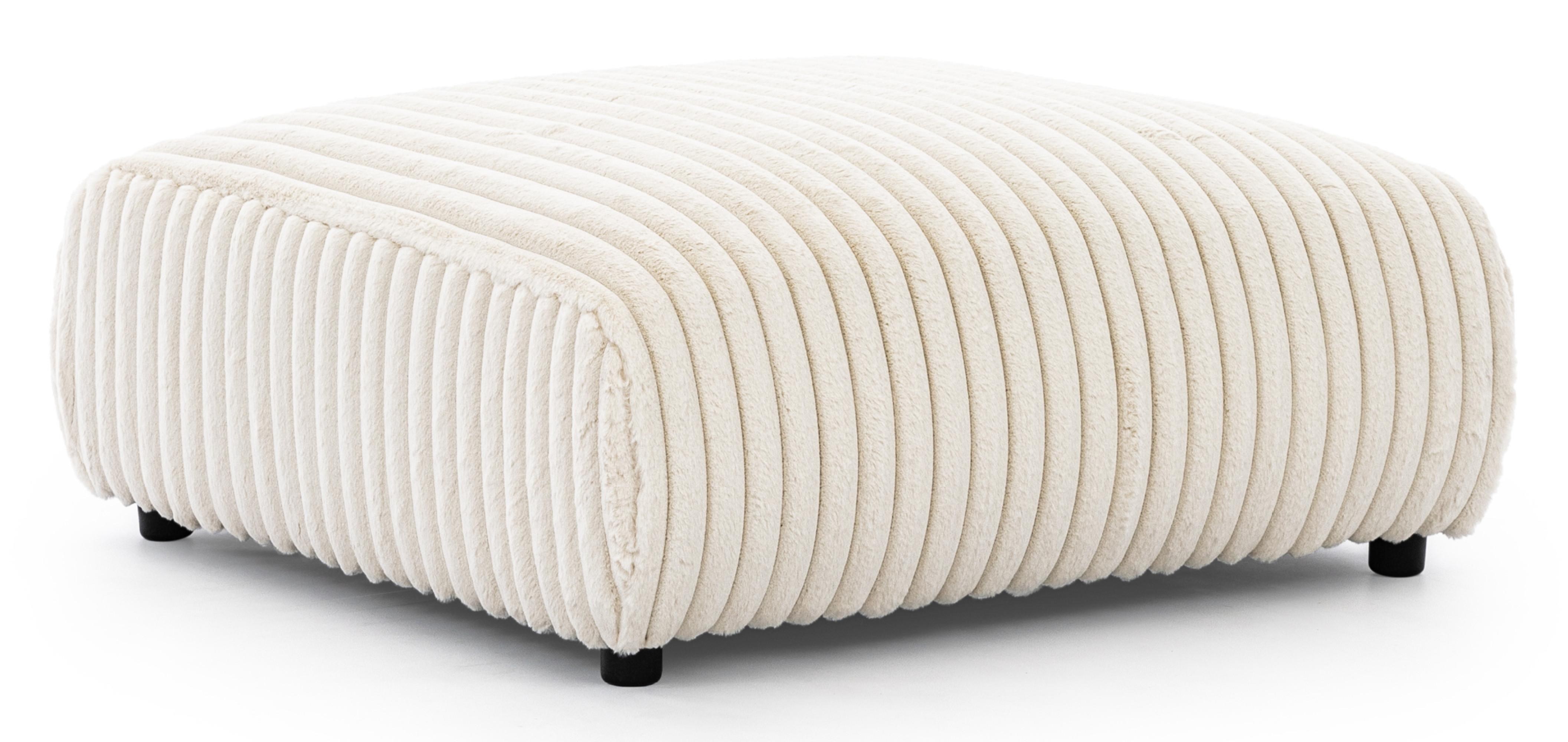 HOCKER Mollis Hellbeige Plüschcord - Beige/Schwarz, Holz/Kunststoff (88/39/88cm) - S-Style Möbel
