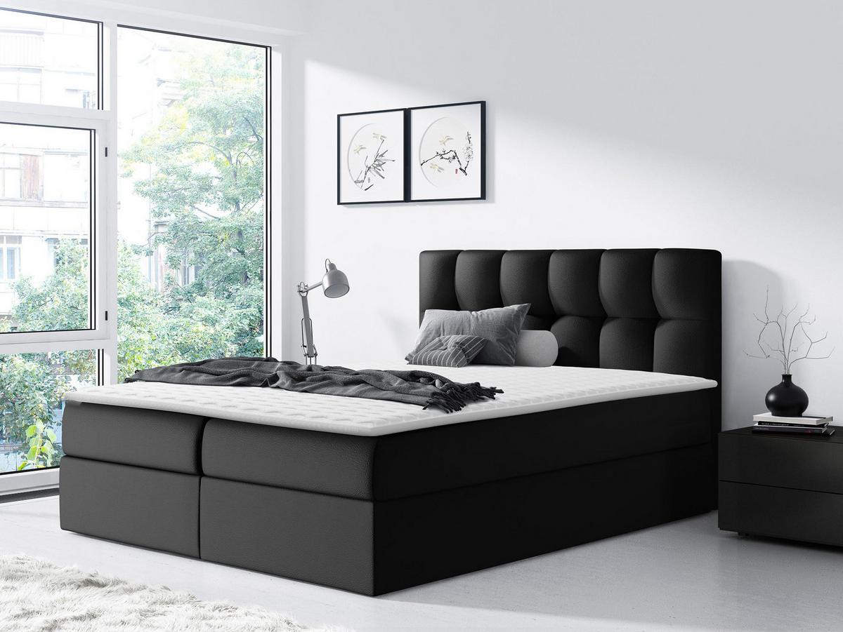 BOXBETT Rico - H3 - Schwarz Hochglanz, Holz/Textil (120/200cm) - MIRJAN24