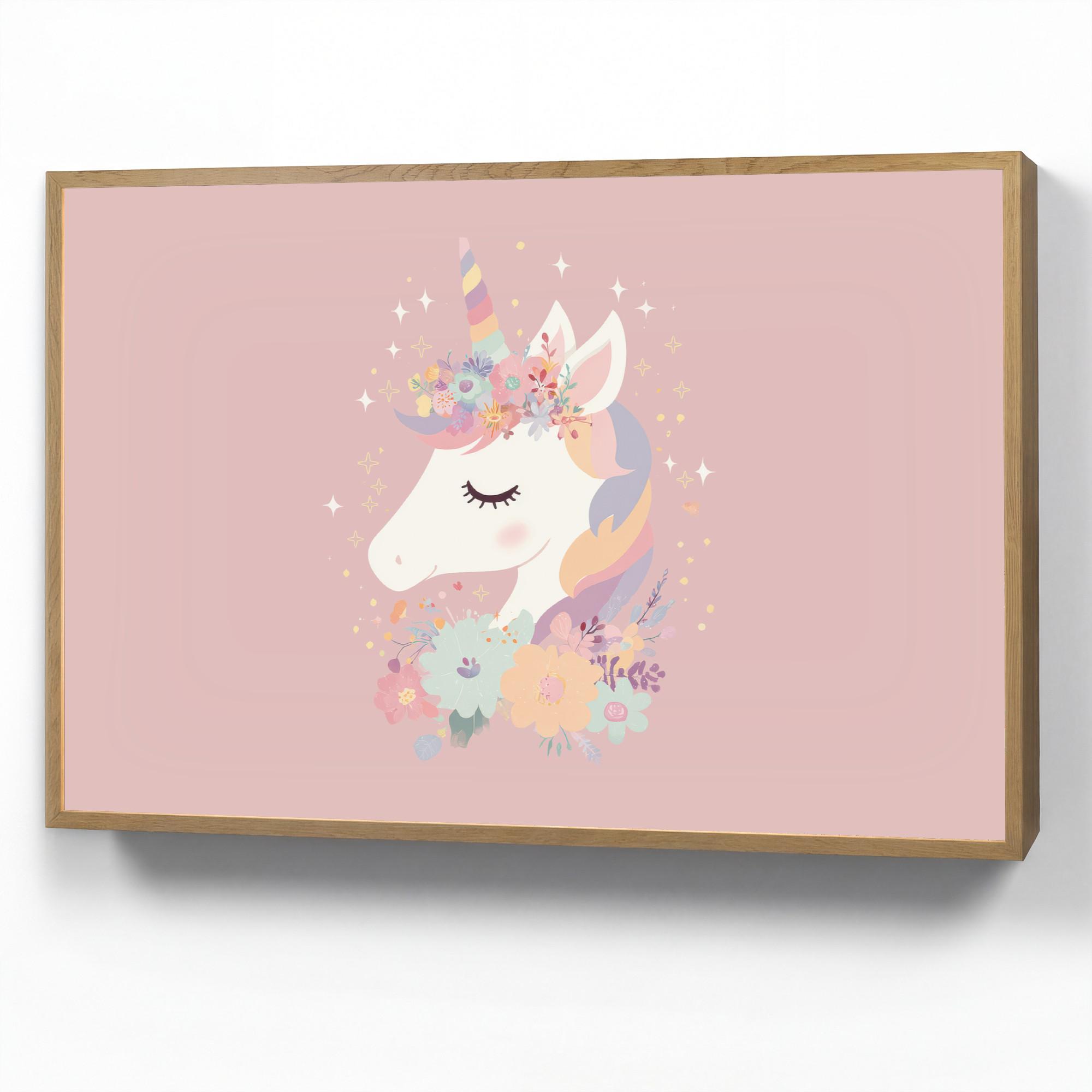 NACHTTISCHLAMPE MIT AKKU Einhorn - Rosa - Blumen 100x70 cm - Rosa, Holzwerkstoff (8/100/70cm) - OnlyWow