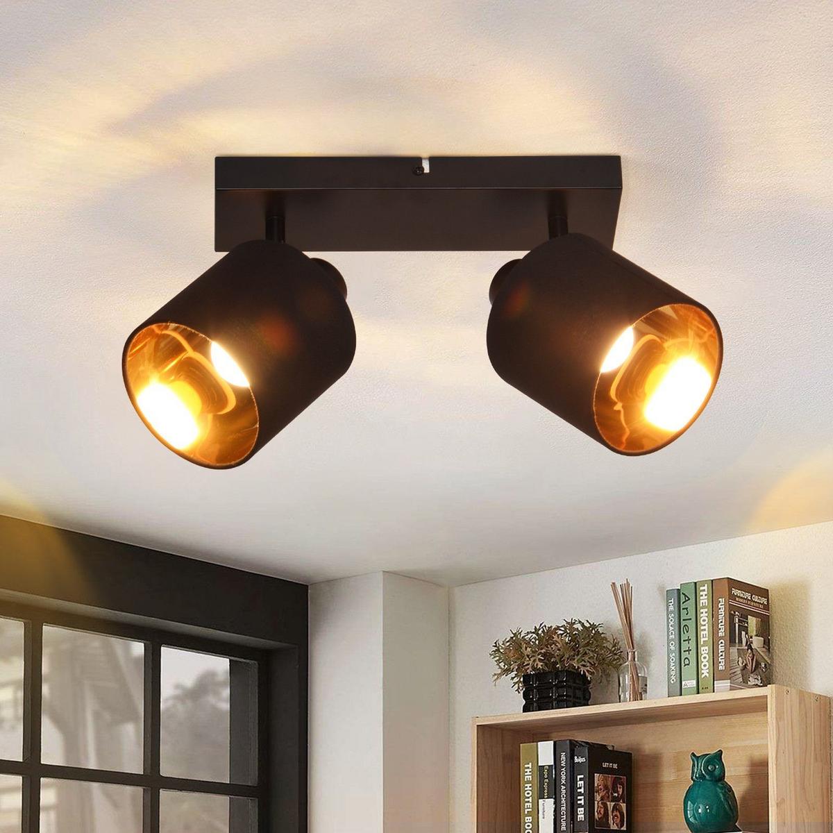 DECKENSTRAHLER Brand 2-flammig 25/11/21 cm - Schwarz, Textil (25/11/21cm) - Nettlife
