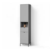 BADSCHRANK ATERNO Grau 40 x 190 cm mit Türen, und Schublade - Grau, Holzwerkstoff (40/190/35cm) - Livinity®