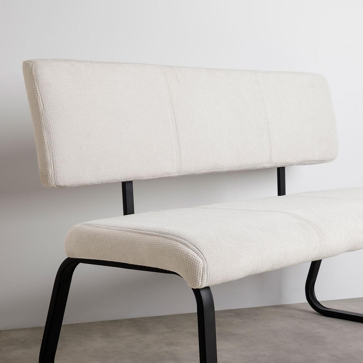 ESSZIMMERBANK VILAS cremeweiß - Creme, Textil/Metall (135/87/56cm) - IDIMEX