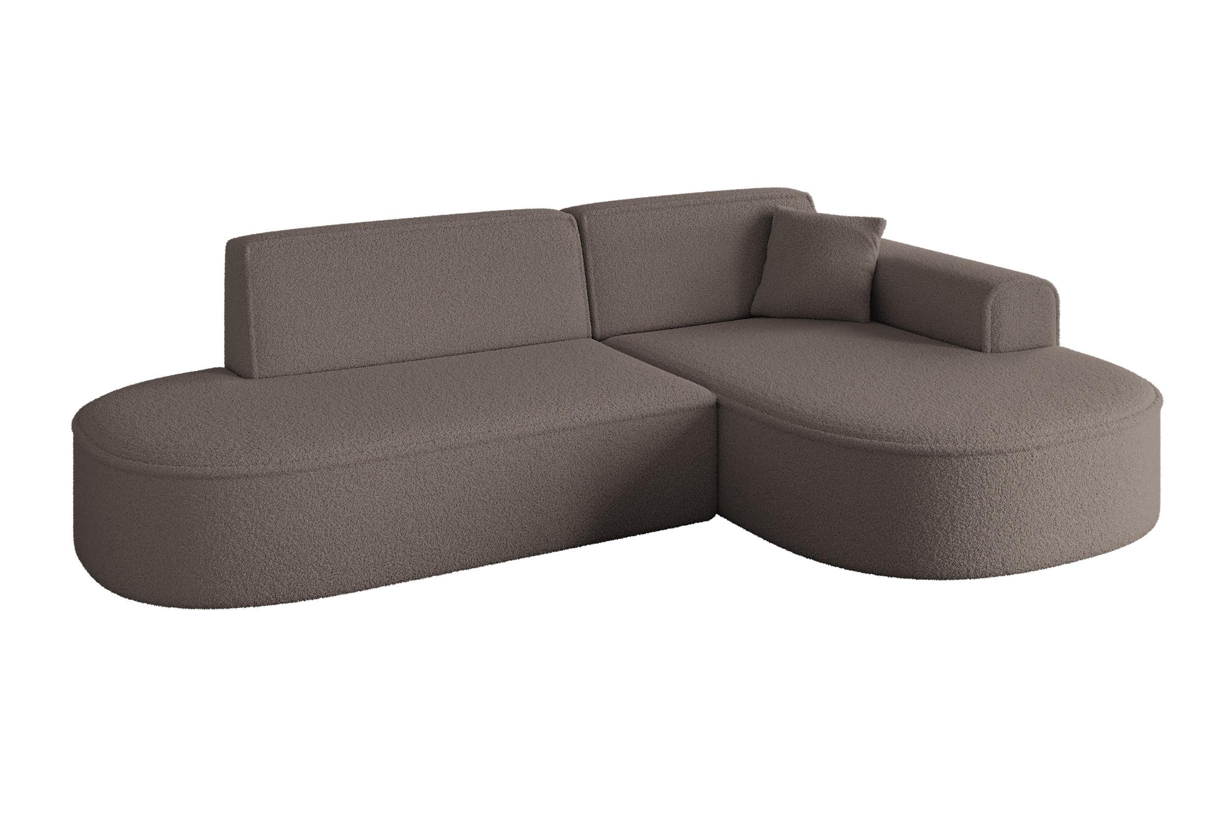 ECKSOFA Ottomane Rechts MARI-L1 - 243x171x79 cm Braun Bouclé - Schwarz/Braun, Holzwerkstoff/Kunststoff (171/243cm) - ALTDECOR