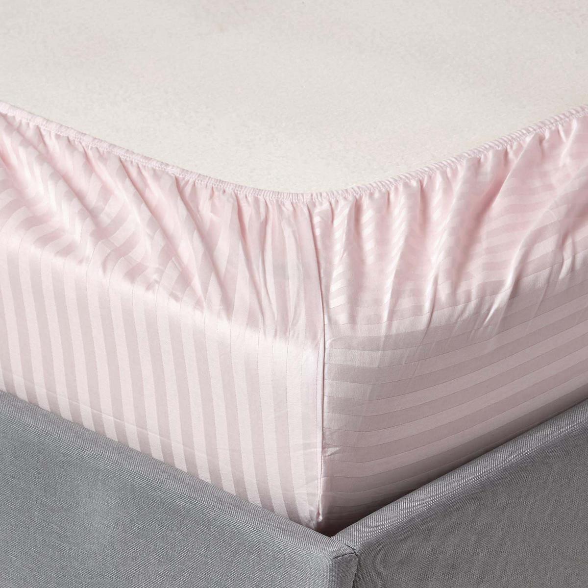 SPANNBETTLAKEN Damast gestreift, 100% Ägyptische Baumwolle - Flieder, Textil (100/200cm) - Homescapes