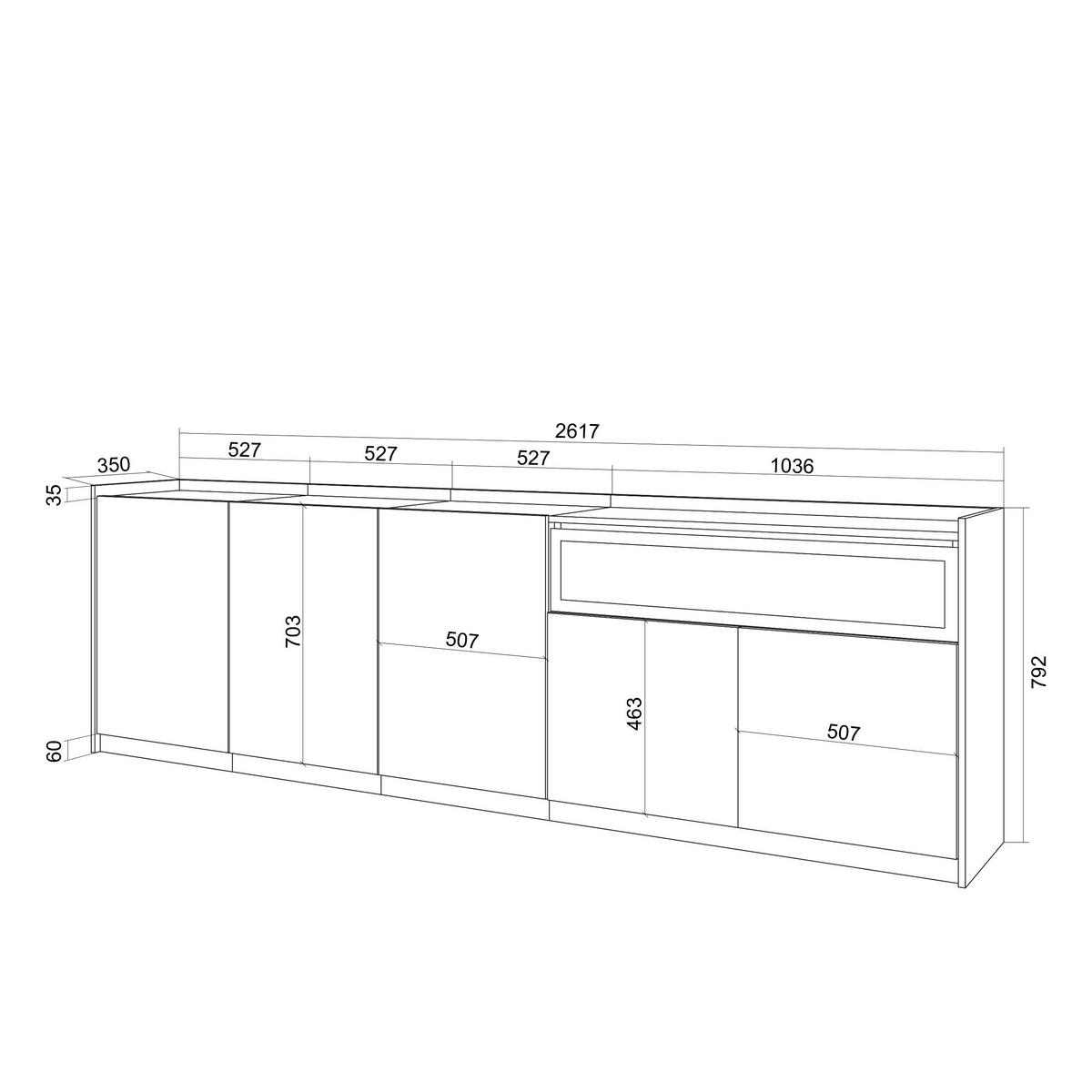 SIDEBOARD, Highboard, Eiche Schwarz, Elektrokamin, 260/37/80cm - Eichefarben, Holzwerkstoff (260/80/37cm) - Skraut Home