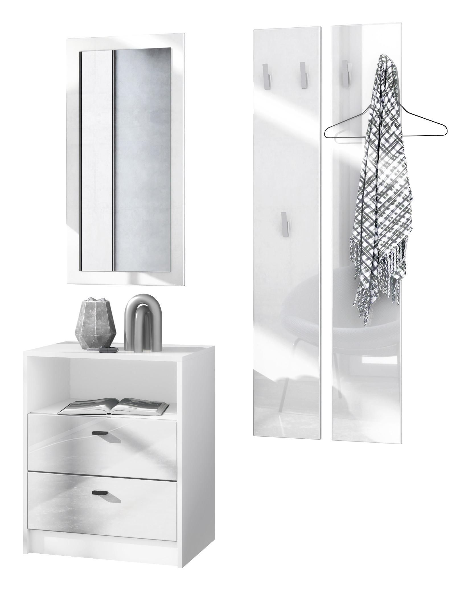 GARDEROBE Pino Weiß Hochglanz - Weiß Hochglanz, Holzwerkstoff (130/185/36cm) - Vladon