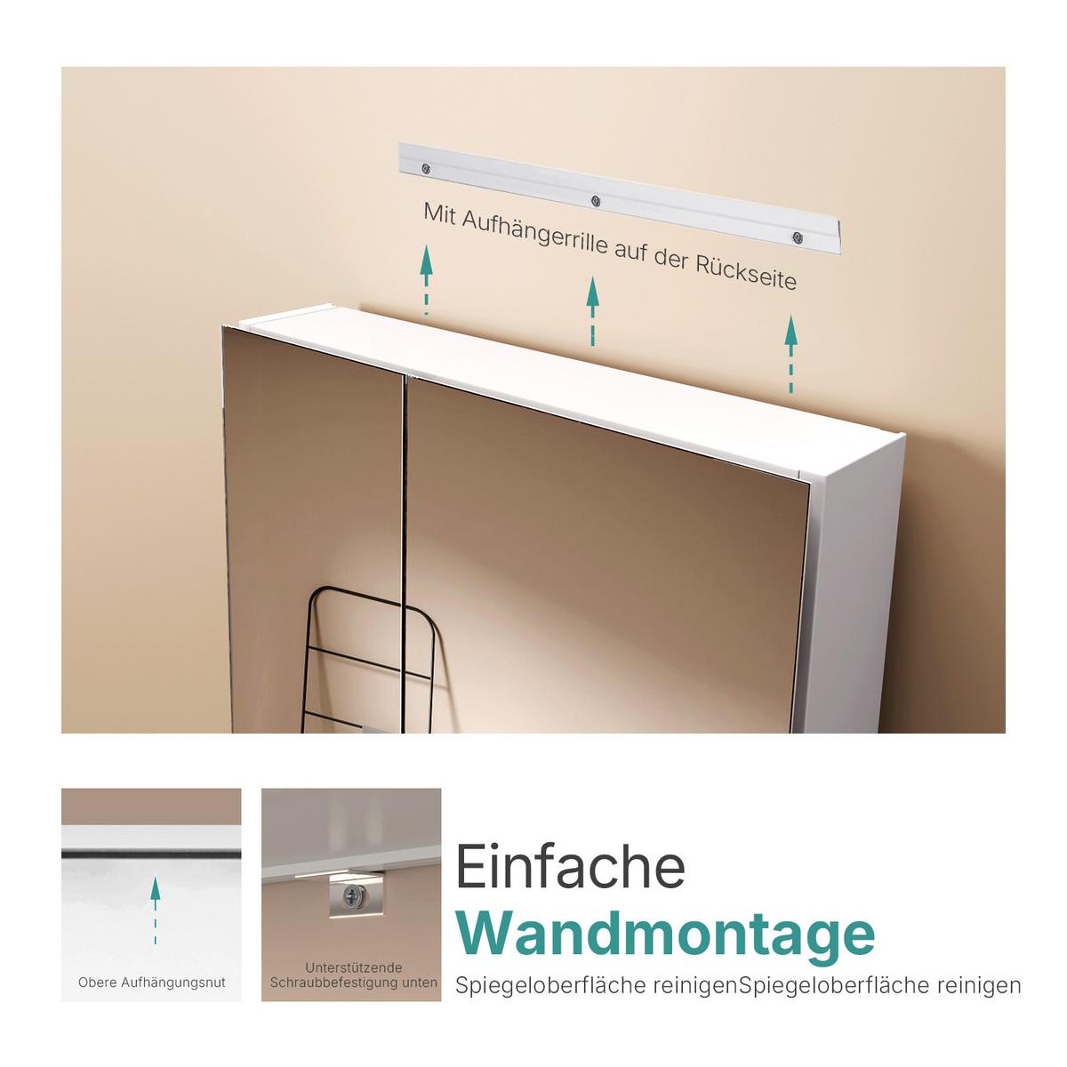 SPIEGELSCHRANK Schwarz 85/65/14,5 cm - Schwarz, Metall (85/65/14.5cm) - EMKE