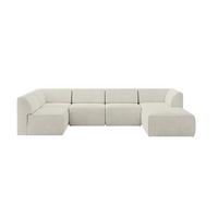 WOHNLANDSCHAFT Ottomane Rechts MOVO-L 345x180x78 cm Cream Cord - Creme, Holzwerkstoff/Kunststoff (180/78/345cm) - ALTDECOR