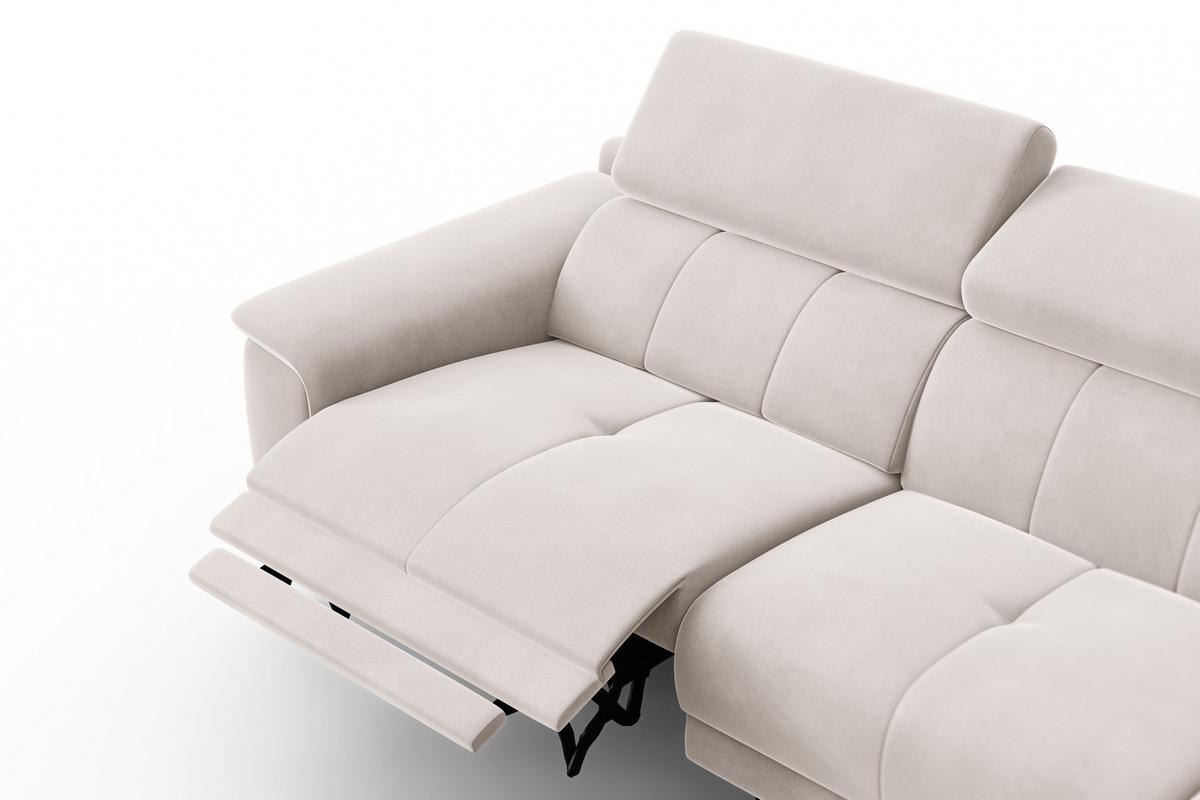 ECKSOFA FIERO 4-Sitzer RECHTS, Beiger Veloursstoff - Beige/Schwarz, Holz/Textil (288/170cm) - Courtois Laville