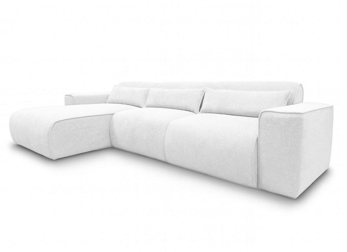 ECKSOFA L Form Ruyam Perlweiß 310/165/78 cm – Schlaffunktion Links - Schwarz/Weiß, Kunststoff/Textil (170/310cm) - AX Living