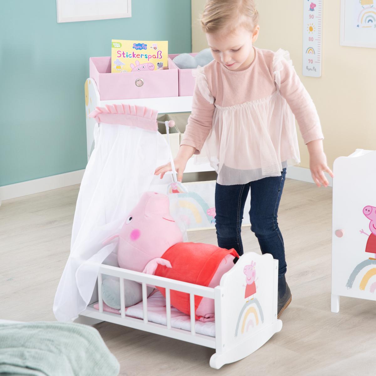 PUPPENWIEGE Peppa Pig - Weiß, Holz (35/61.5/52cm) - Roba