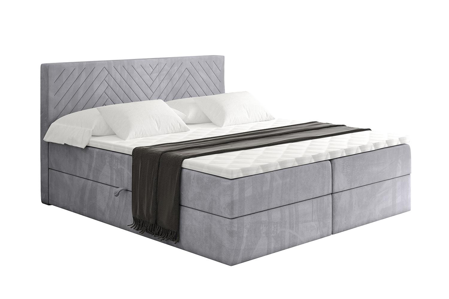 BOXBETT mit Matratze H4 und Lattenrost - VEXA - 200x200 - Grau Monolith - Grau, Holzwerkstoff/Kunststoff (200/200cm) - ALTDECOR