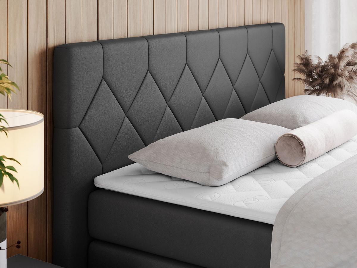 BOXSPRINGBETT KING EIGAR 140/200 Dunkelgrau Kunstleder - H4 - Dunkelgrau, Holz/Textil (140/200cm) - MKS