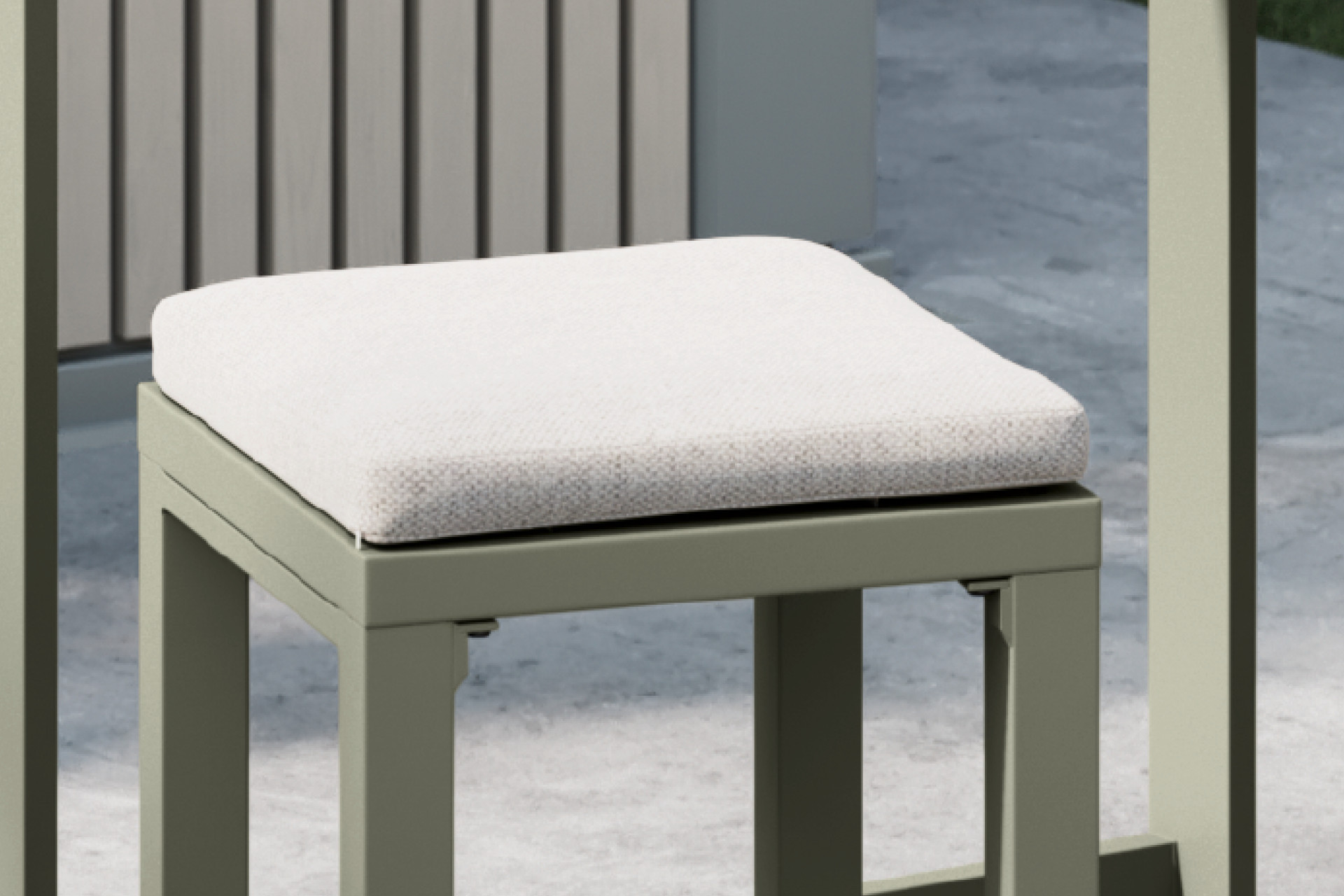 Gartenset Hocker Beige Grün pulverbeschichteter Aluminiumguss SPC-Kunststoff in matter Optik Auflagen Webstoff