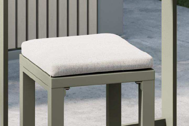 Gartenset Hocker Beige Grün pulverbeschichteter Aluminiumguss SPC-Kunststoff in matter Optik Auflagen Webstoff