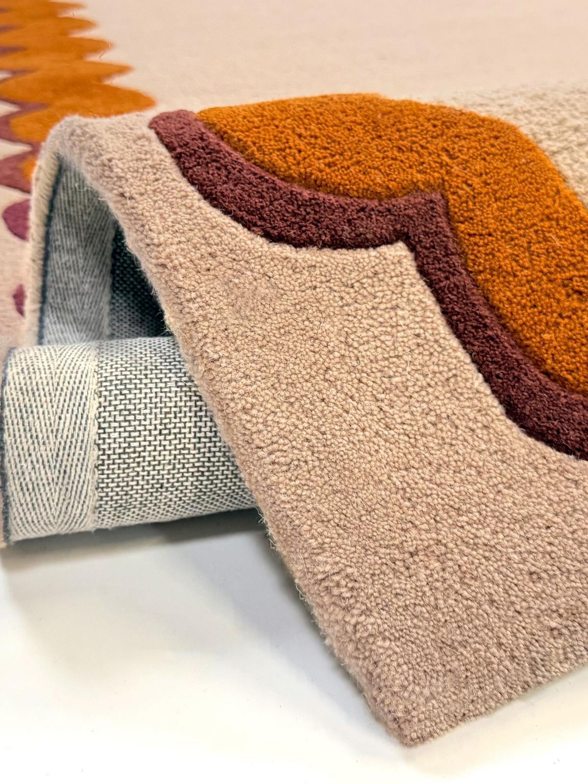 TEPPICHLÄUFER handgetuftet WAVENEY, Zickzack-Wellenbordüre, Orange, 80 x 230 cm - Orange, Textil (80/230cm) - KADIMA DESIGN