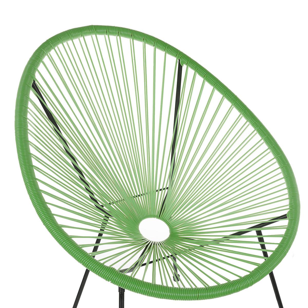RATTANSTUHL Kunststoff grün 70 cm Acapulco II - Schwarz/Grün, Kunststoff (70/87/90cm) - Beliani