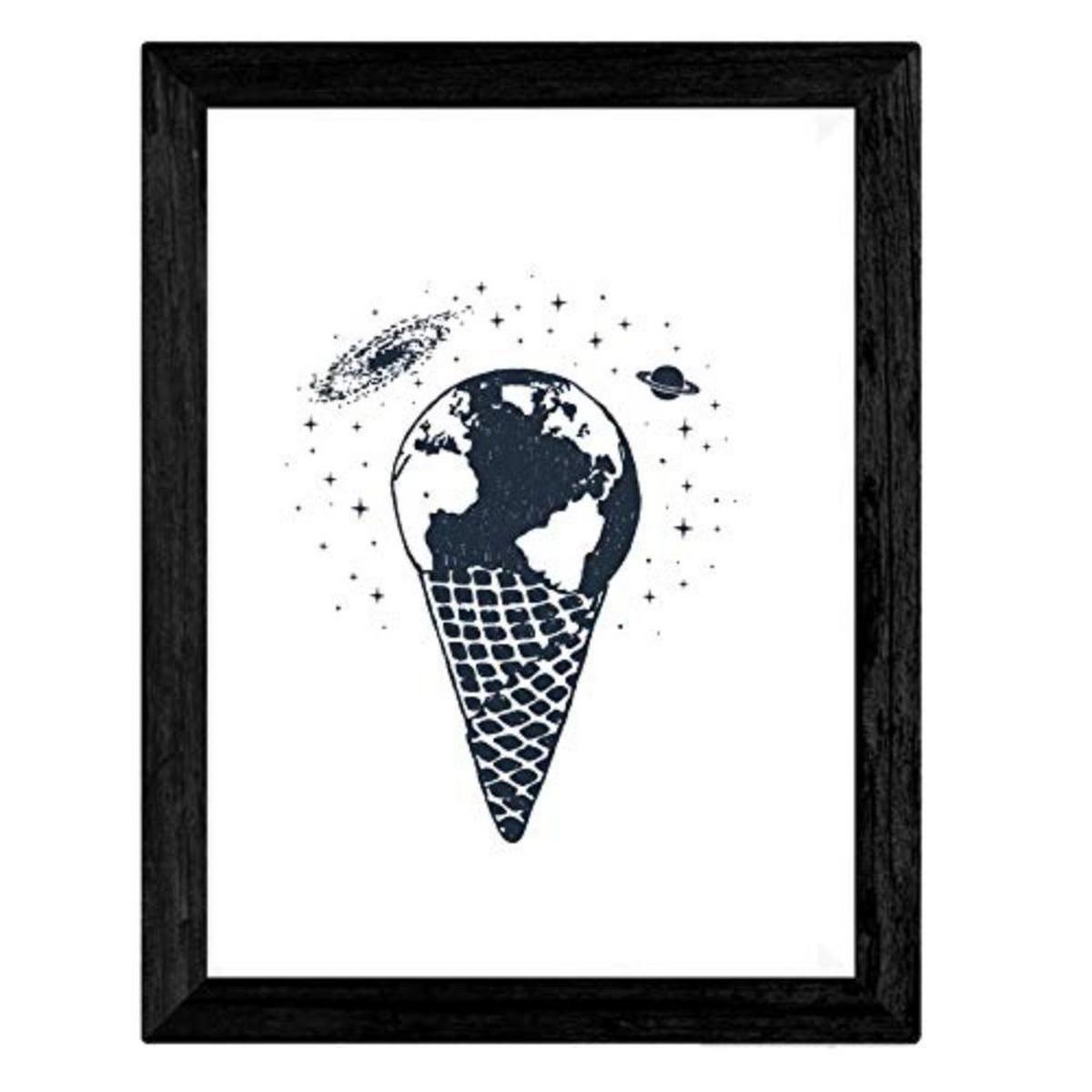 POSTER Set mit 4 Beginn des Erdraums A3 Schwarzer Rahmen - Schwarz, Papier (29.7/3cm) - Nacnic