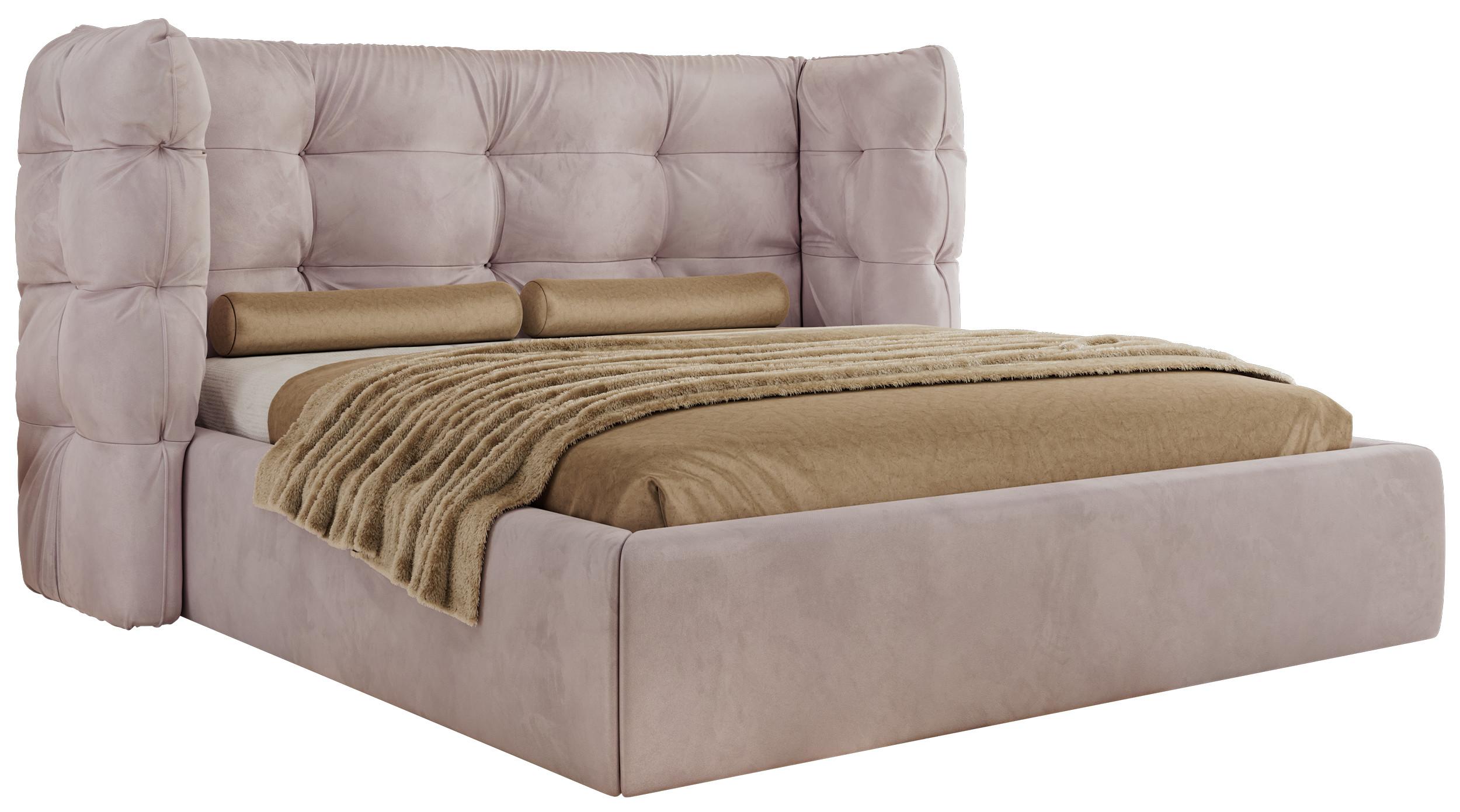 POLSTERBETT FLONELLE CLASSIC 160/200 - Hellrosa Velvet - ohne Matratze - Hellrosa, Textil (160/200cm) - MKS
