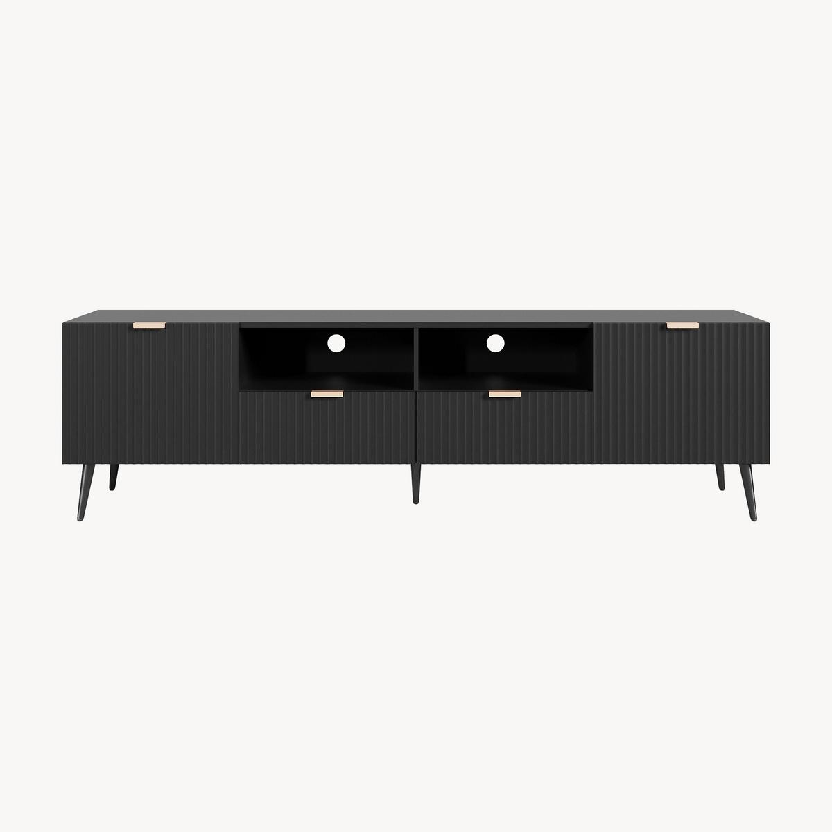 FERNSEHSCHRANK Nand - Schwarz, Holzwerkstoff/Metall (40/51/180cm) - [en.casa]